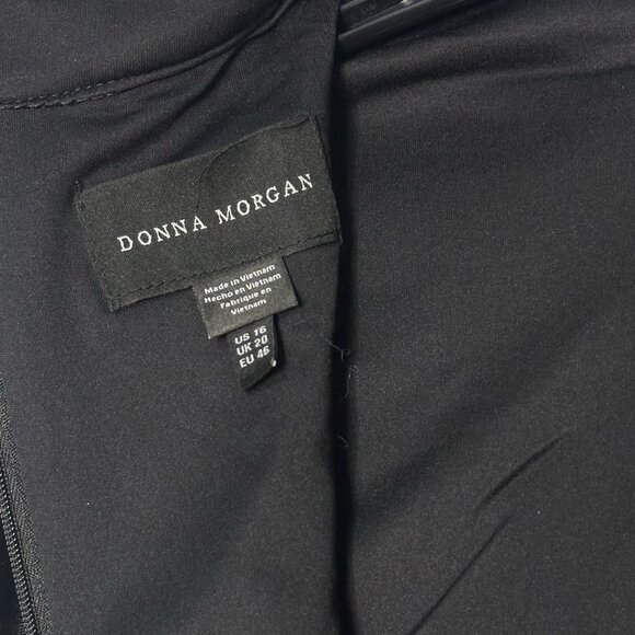 Donna Morgan Women's Size 16 Black Velvet Ruched Mock Neck Party Midi Dress NWT - Picture 10 of 11